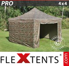 Folding tent PRO 4x4 m Camouflage/Military, incl. 4 sidewalls