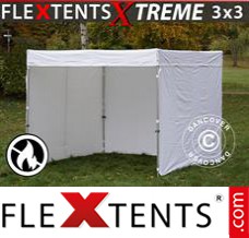 Folding tent Xtreme Exhibition w/sidewalls, 3x3 m, White, Flame...