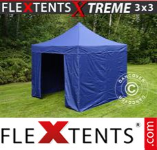 Folding tent Xtreme 3x3 m Dark blue, incl. 4 sidewalls