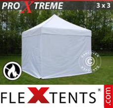 Folding tent Xtreme 3x3 m White, Flame retardant, incl. 4 sidewalls
