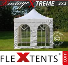 Folding tent Xtreme Vintage Style 3x3 m White, incl. 4 sidewalls