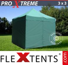 Folding tent Xtreme 3x3 m Green, incl. 4 sidewalls