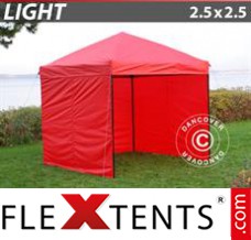 Folding tent Light 2.5x2.5 m Red, incl. 4 sidewalls