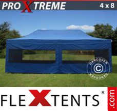 Folding tent Xtreme 4x8 m Blue, incl. 6 sidewalls