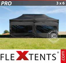 Folding tent PRO 3x6 m Black, incl. 6 sidewalls