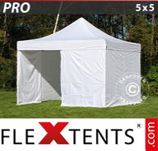 Folding tent PRO 5x5 m White, incl. 4 sidewalls