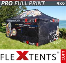 Folding tent PRO with full digital print, 4x6 m, incl. 4 sidewalls