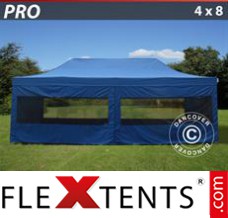 Folding tent PRO 4x8 m Blue, incl. 6 sidewalls