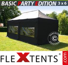 Folding tent Basic 3x6 m Black, incl. 6 sidewalls