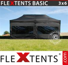Folding tent Basic, 3x6 m Black, incl. 6 sidewalls