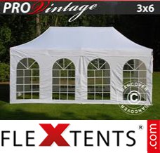 Folding tent PRO Vintage Style 3x6 m White, incl. 6 sidewalls
