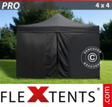 Folding tent PRO 4x4 m Black, incl. 4 sidewalls