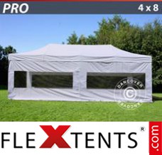 Folding tent PRO 4x8 m White, incl. 6 sidewalls