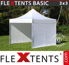 Folding tent Basic, 3x3 m White, incl. 4 sidewalls