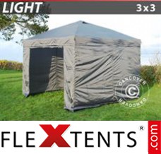 Folding tent Light 3x3 m Grey, incl. 4 sidewalls