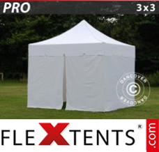 Folding tent PRO "Peaked" 3x3 m White, incl. 4 sidewalls