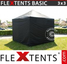 Folding tent Basic, 3x3 m Black, incl. 4 sidewalls