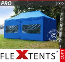 Folding tent PRO 3x6 m Blue, incl. 6 sidewalls