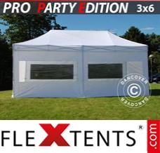 Folding tent PRO 3x6 m White, incl. 6 sidewalls
