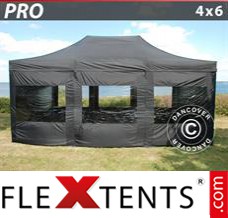 Folding tent PRO 4x6 m Black, incl. 8 sidewalls