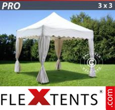Folding tent PRO "Wave" 3x3 m White, inkl. 4 decorative curtains